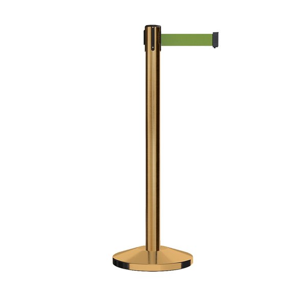 Montour Line Stanchion Belt Barrier Sat.Brass Post 13ft. Olive Belt M630-SB-OL-130